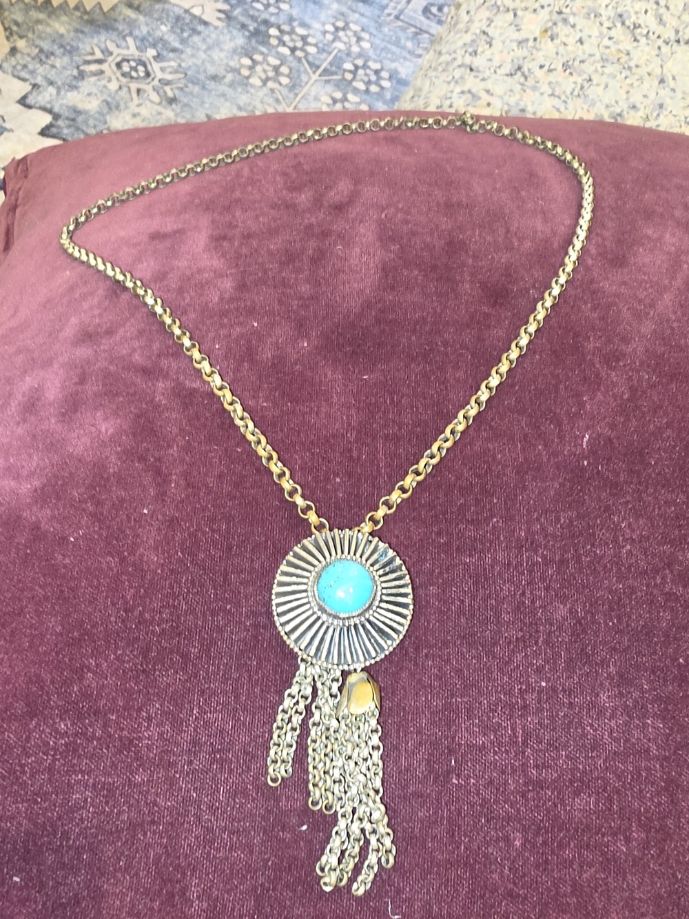 Boho Turquoise Sunburst Pendant Necklace - Unbranded